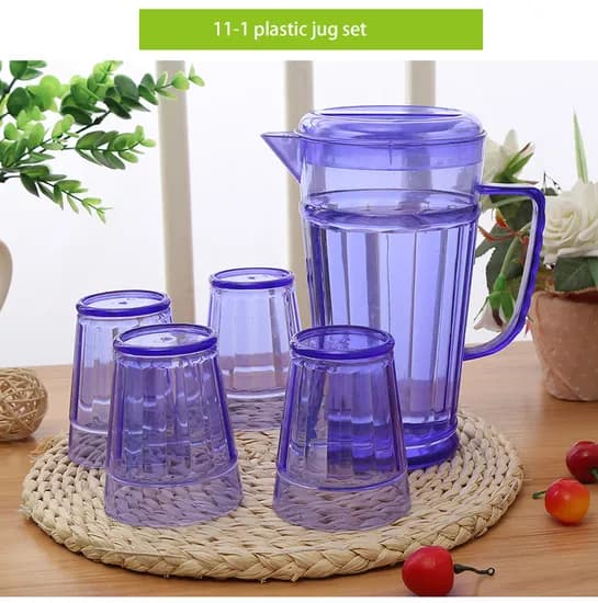 Violet Plastic Round Jug With 4 Cups