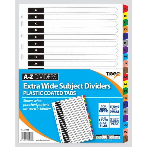 Tiger  A4 Extra Wide A-Z Subject Dividers