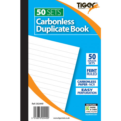 Tiger Carbon Duplicate Book feint Ruled Large image
