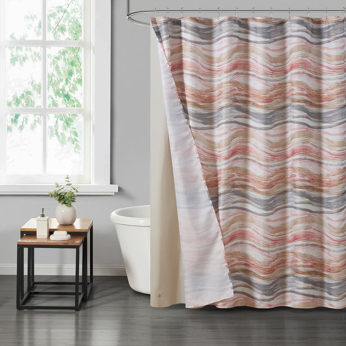 PEVA Shower Curtain with Hooks Boho Waves