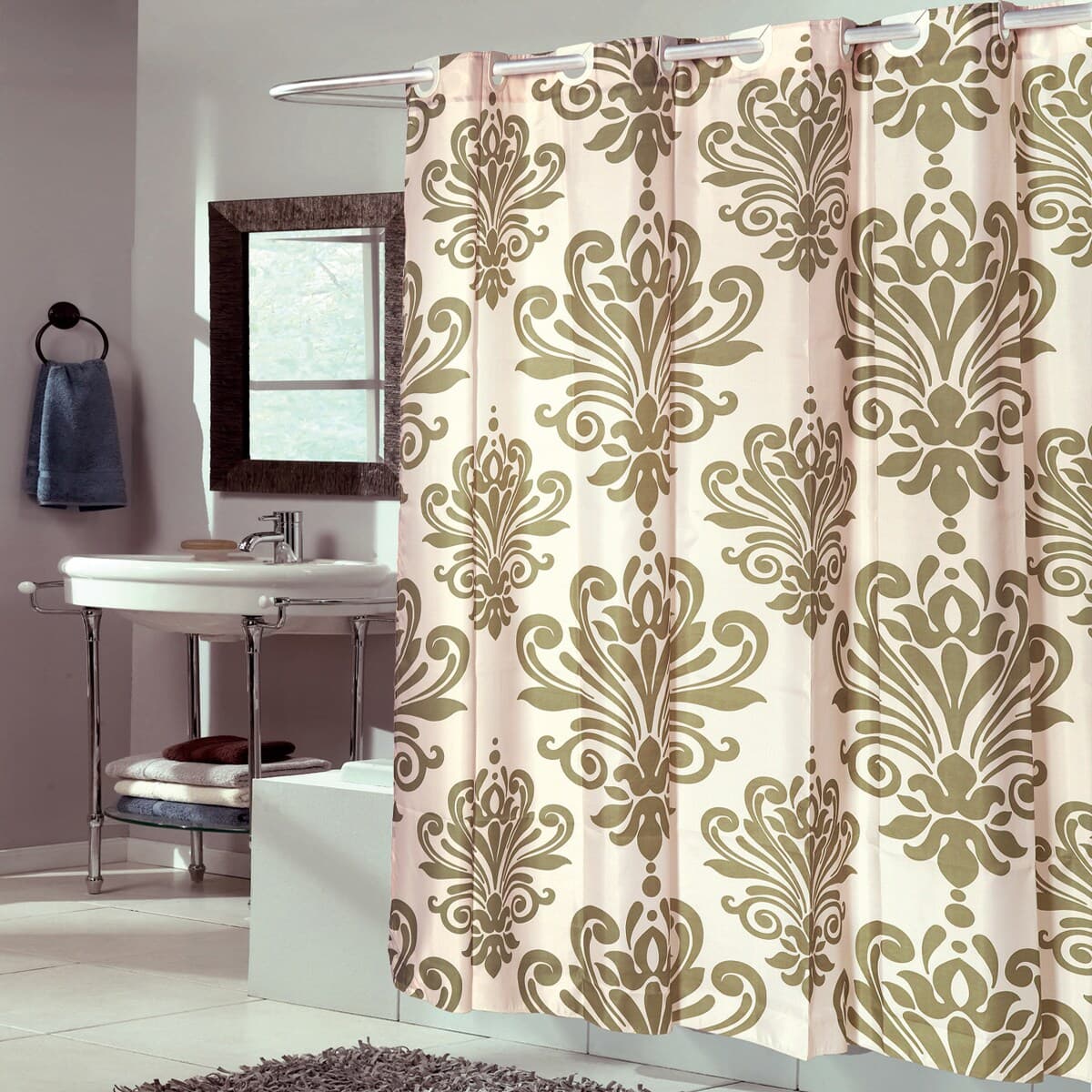 PEVA Shower Curtain with Hooks Fleur
