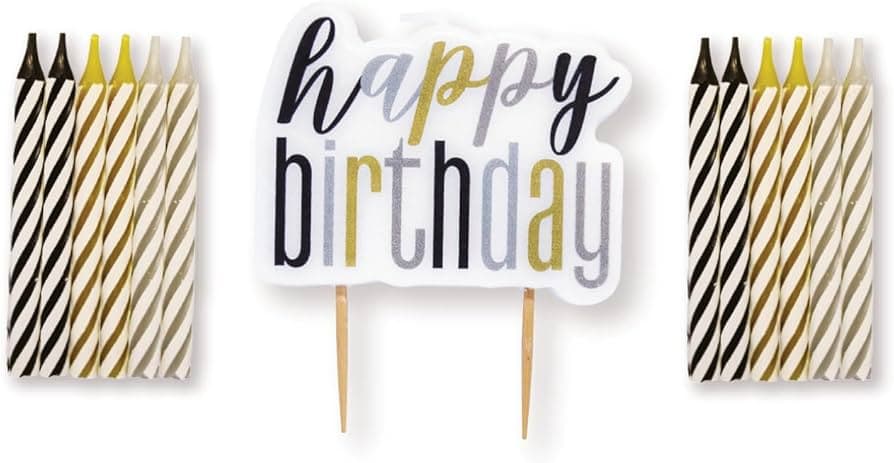 Unique Party 13 Gltz Black Happy Birthday Candle Set 