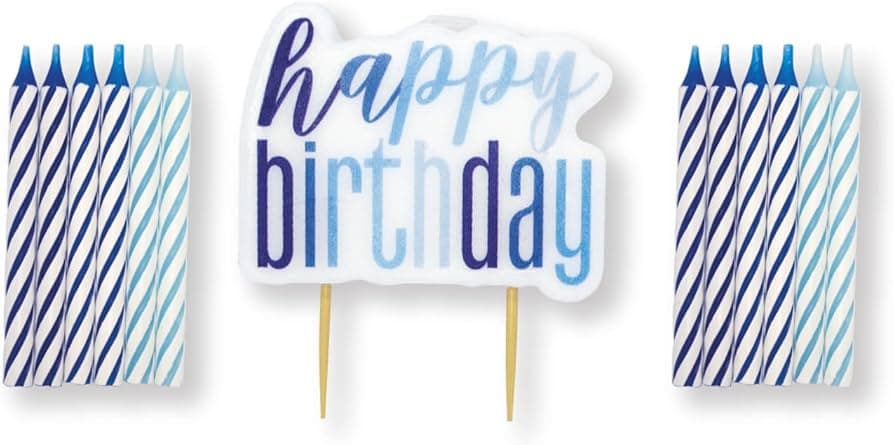 Unique Party 13 Gltz Blue Happy Birthday Candle Set 
