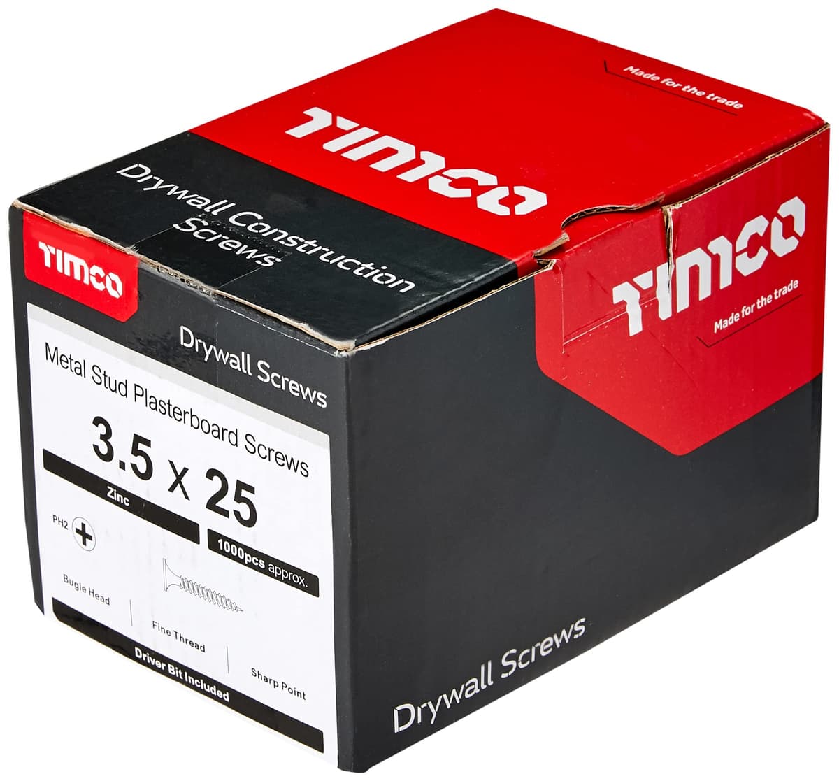 TIMCO 3.5x25 Drywall Screw PH2 Fine Grey 