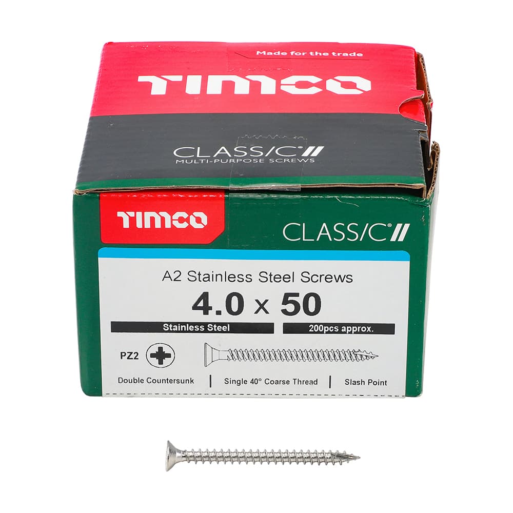 TIMCO 4.0x50 Classic Screw PZ2 CSK - A2 S/S