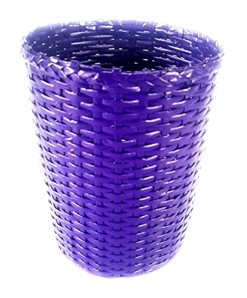 Violet Plastic Rattan Dustbin 10LTR image