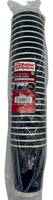 Better Options 12OZ Coffee Ripple  Cups  Black 25PCS image