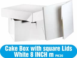 Better Options Cake Box with square Lids 	White 8 INCH
 1