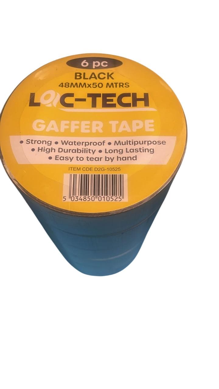 Loc-tech 6pk Gaffer Tape-black 48MMX50M