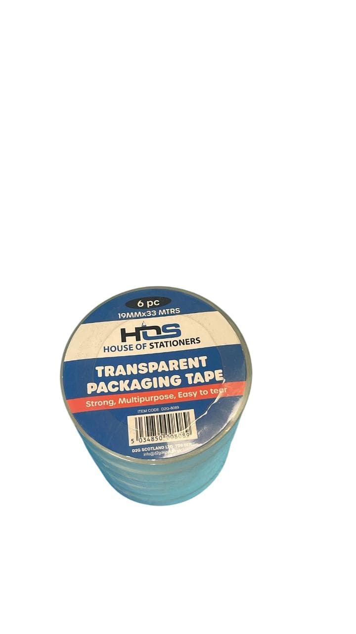 HOS Clear Packaging Tape 19mmx33m(6pc)