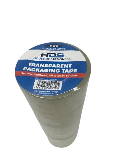 HOS 6pk 50mmx70m Clear Packaging Tape