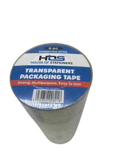 HOS 6pk 50mmx100m Clear Packaging Tape