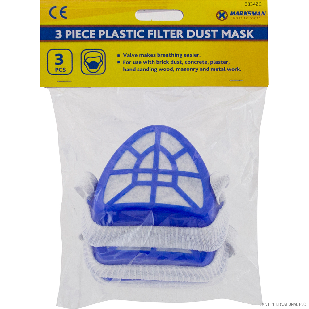 NT 3pc Dust Mask - Blue Plastic Filter image