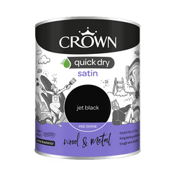 Crown Paints Quick Dry Satin Gloss Jet Black 750ml 1
