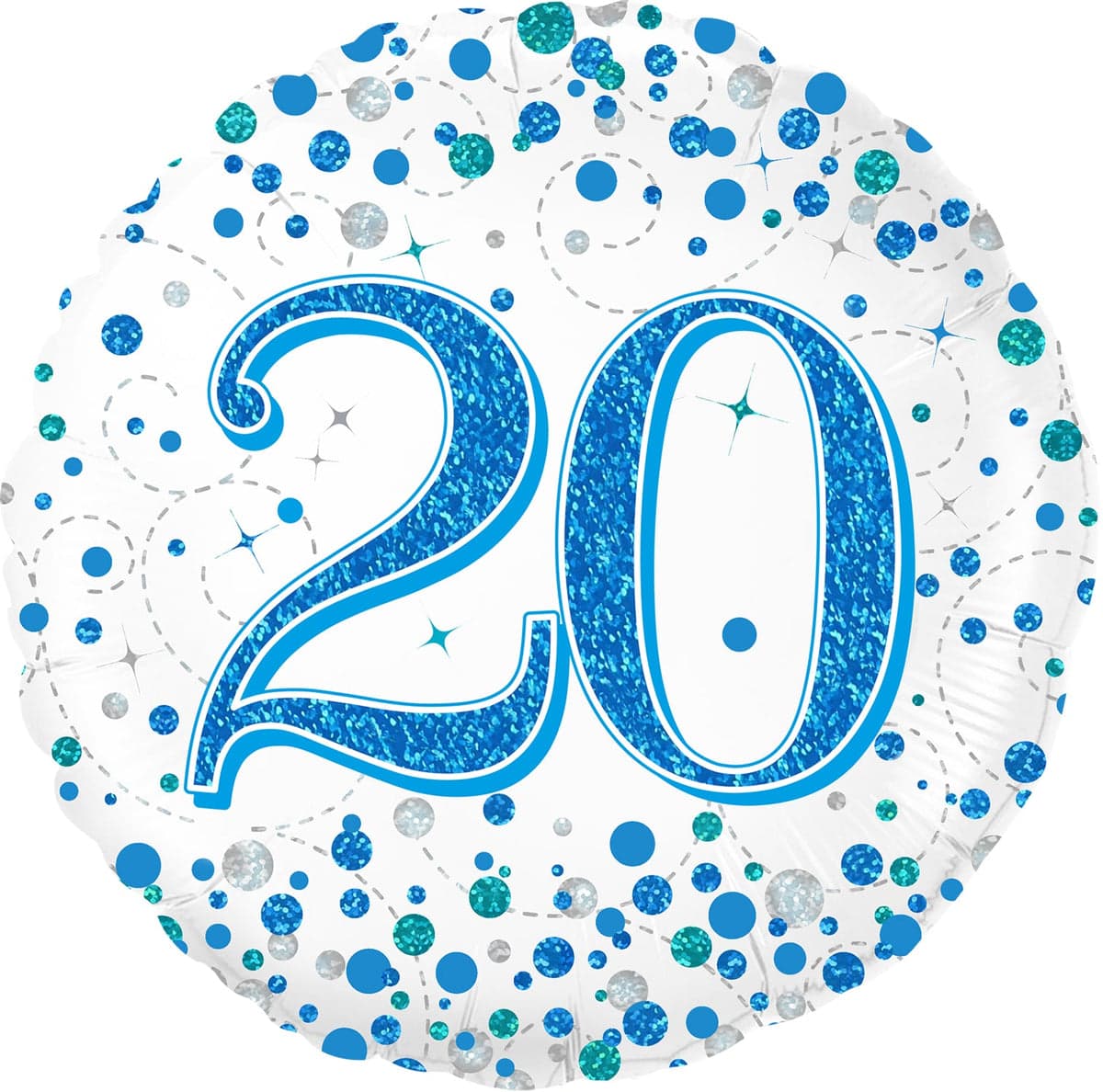 Oaktree 18" 20st Sparkling Fizz Birthday Blue Holographic