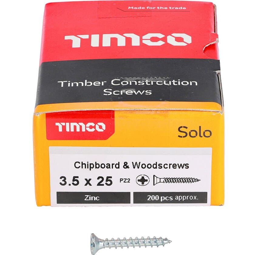 TIMCO Solo Woodscrew PZ2 Csk Zinc 3.5x50 200PCS