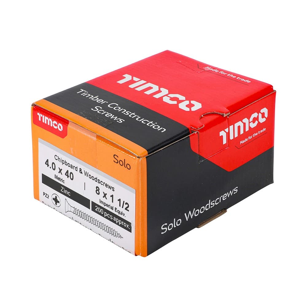 TIMCO Solo Woodscrew PZ2 Csk Zinc 4.0x60 200PCS