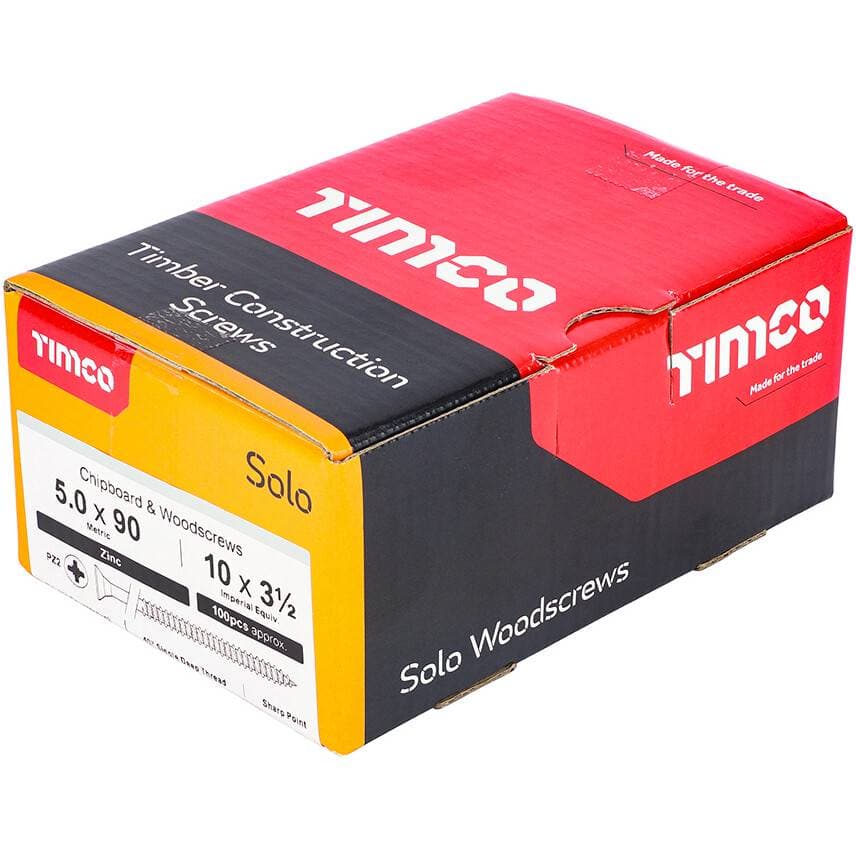 TIMCO Solo Woodscrew PZ2 Csk Zinc 5.0x90 100PCS