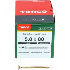 TIMCO Solo Woodscrew PZ2 Csk Zyp 5.0x80 200PCS
