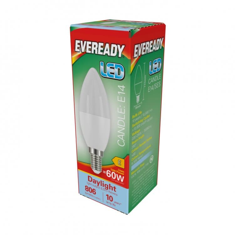 EVEREADY Led Candle E14 806LM 7.3w, 6500k Daylight