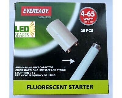Eveready 4-65W Fluorescent starters, box of 25