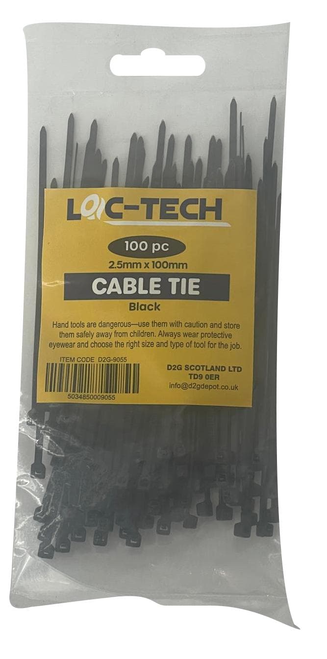 Loc-Tech 100PC 2.5*100MM CABLE TIE Black