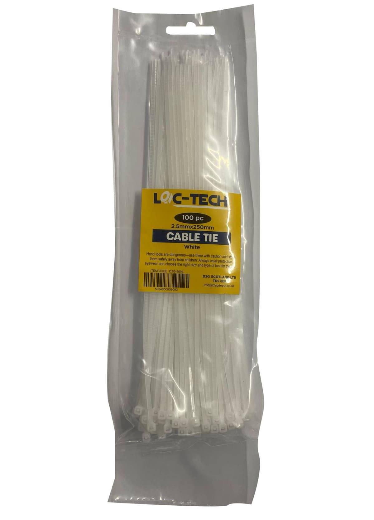 Loc-Tech 100PC 2.5*250MM CABLE TIE WHITE