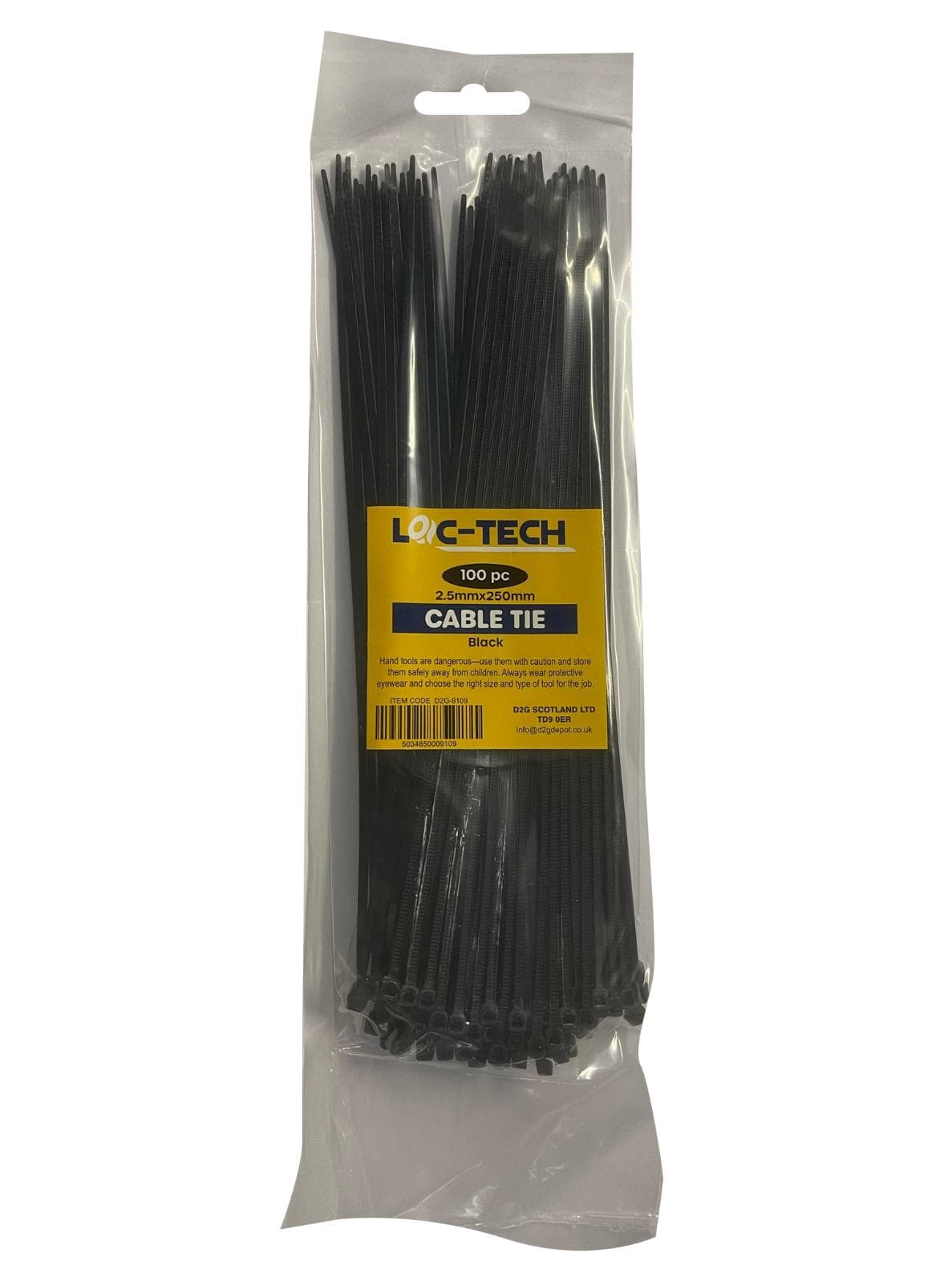 Loc-Tech 100PC 2.5*250MM CABLE TIE BLACK