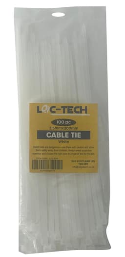 Loc-Tech 100PC 3.5*200MM CABLE TIE WHITE 1