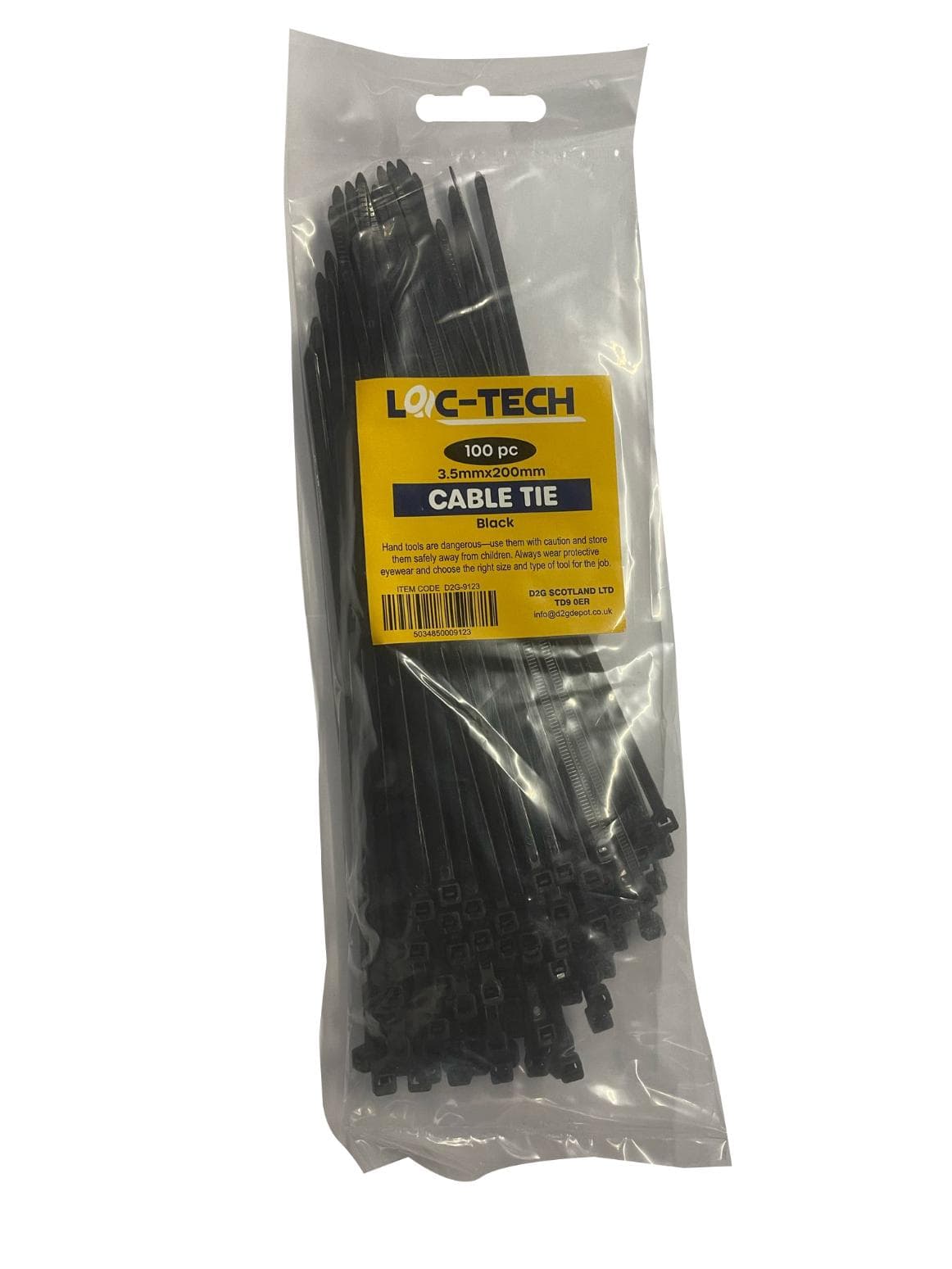 Loc-Tech 100PC 3.5*200MM CABLE TIE BLACK