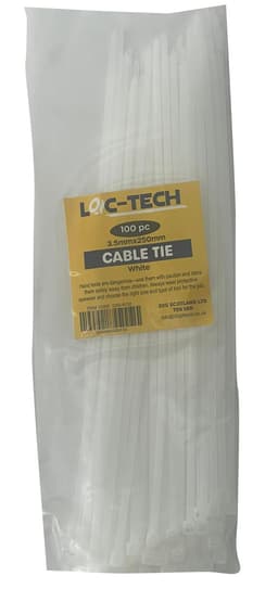 Loc-Tech 100PC 3.5*250MM CABLE TIE WHITE 1