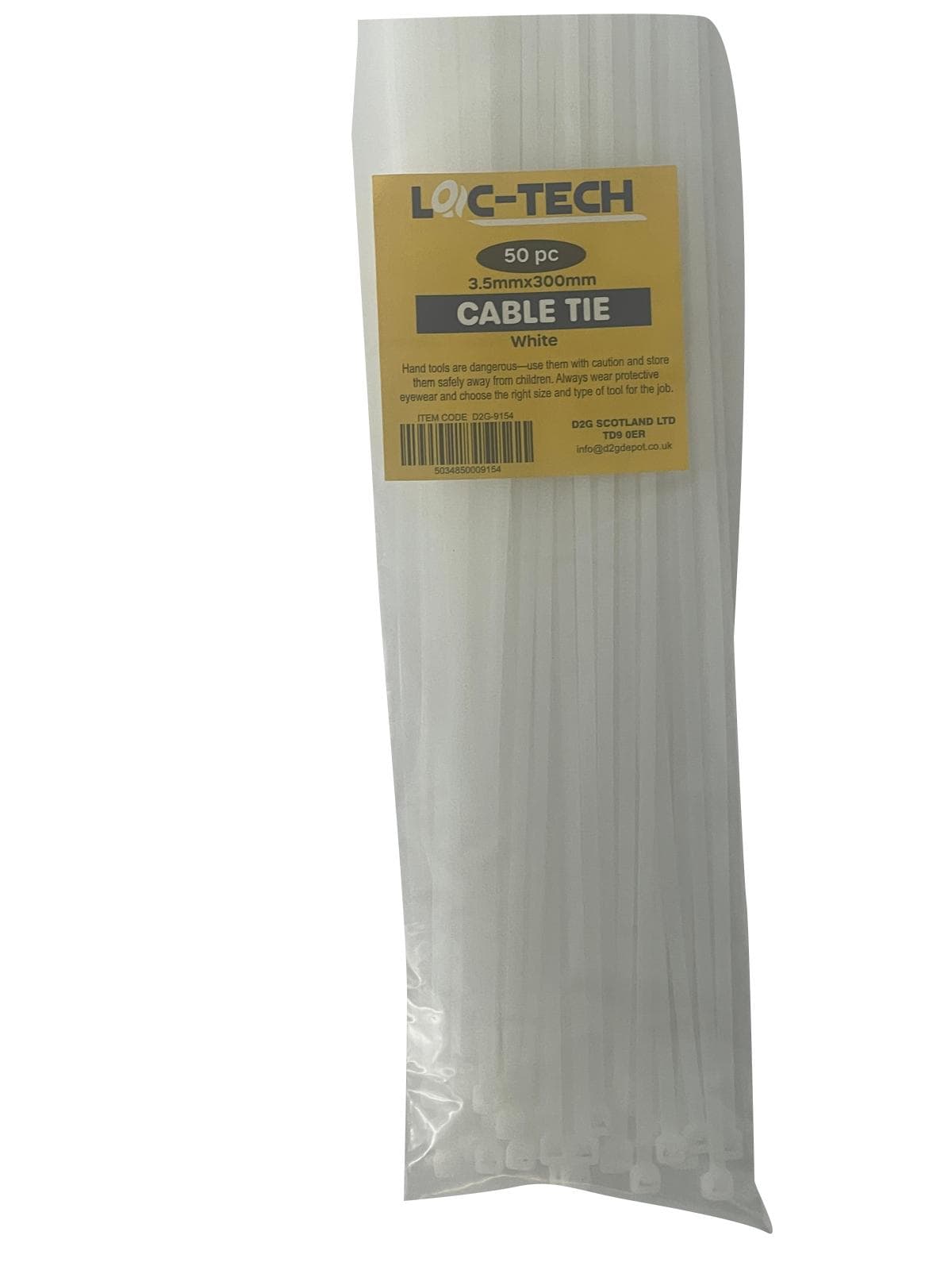 Loc-Tech 50PC 3.5*300MM CABLE TIE WHITE