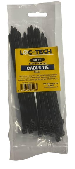 Loc-Tech 30PC 4.8*150MM CABLE TIE BLACK 1