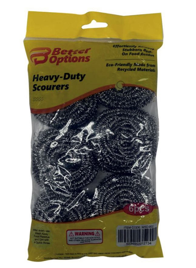 Better Options 6pc Heavy Duty Stainless Steel Spiral Scourers