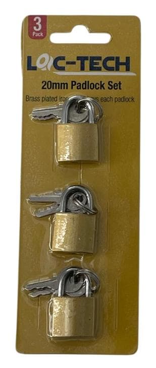 Loc-tech 3pc 20MM Padlock Set