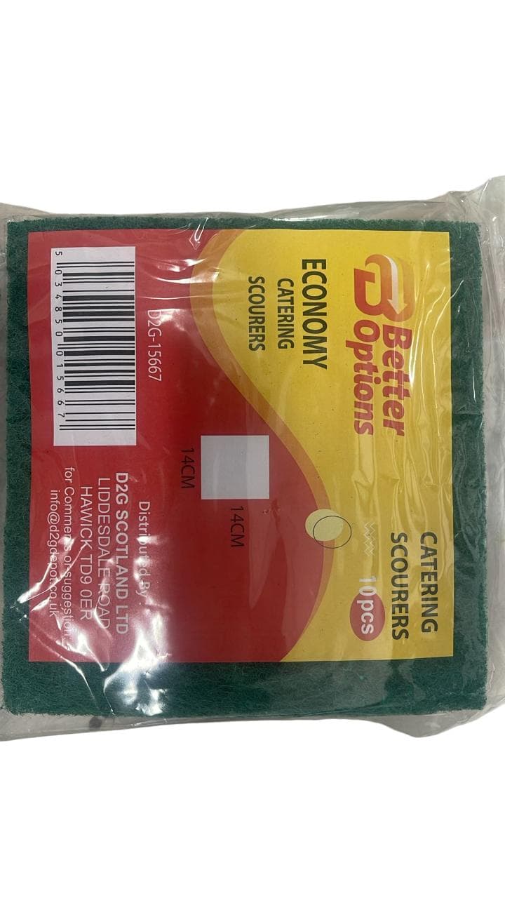 Better Options 10pc Economy Catering Scourers (6"x6" Apx) 
