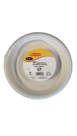 Better Options 10" White Plastic Plate 20pcs 3