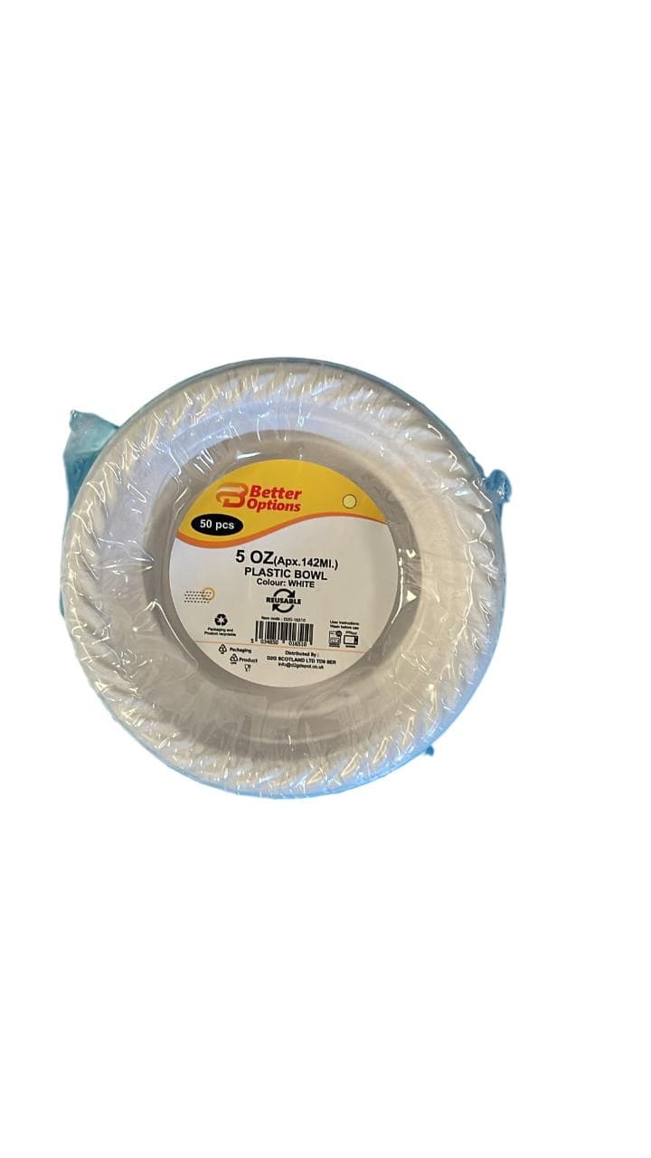 Better Options 5oz Plastic White Bowl 50pcs
