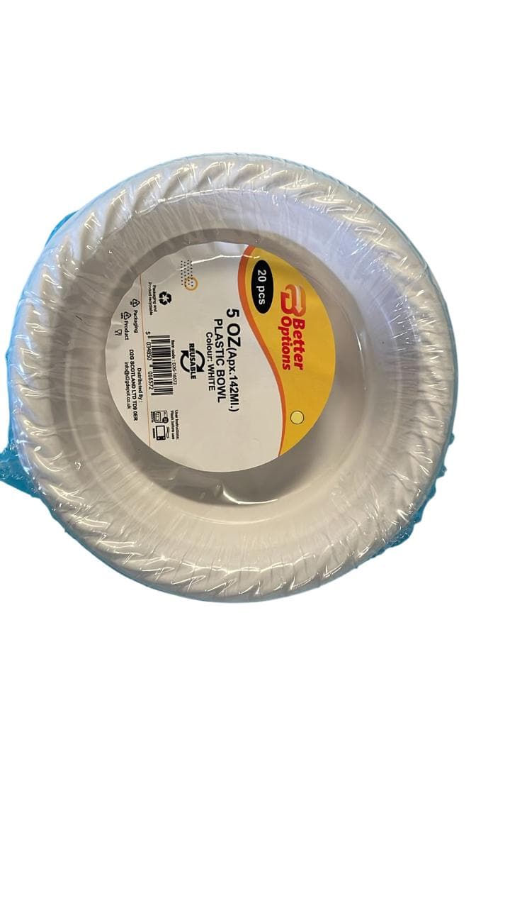 Better Options 5oz Plastic White Bowl 20pcs