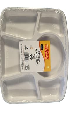 Better Options 6 Section White Plastic Tray 25pcs 2