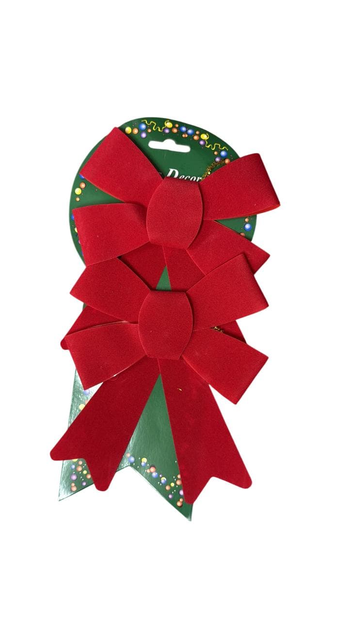 Christmas 13*16cm Flocking Bow 2Pc/Set