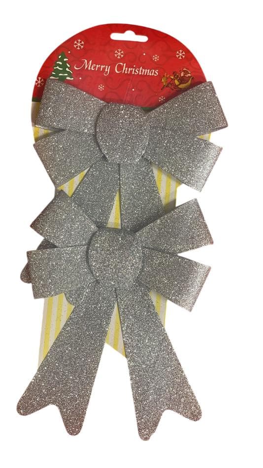 Christmas 17*20cm Bow 2Pc/Set(Silver)