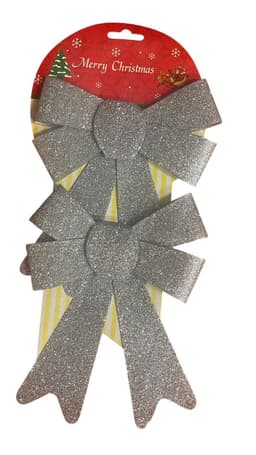 Christmas 17*20cm Bow 2Pc/Set(Silver) 2