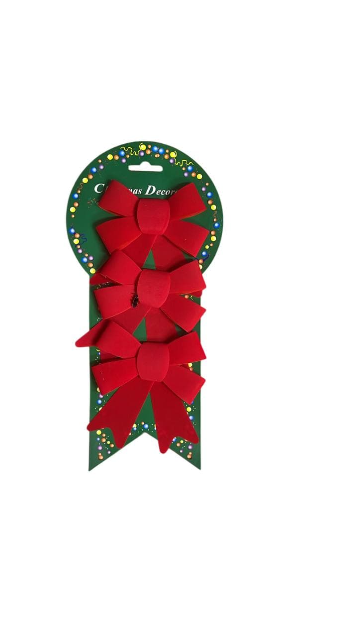 Christmas 9*10cm Flocking Bow 3Pc/Set