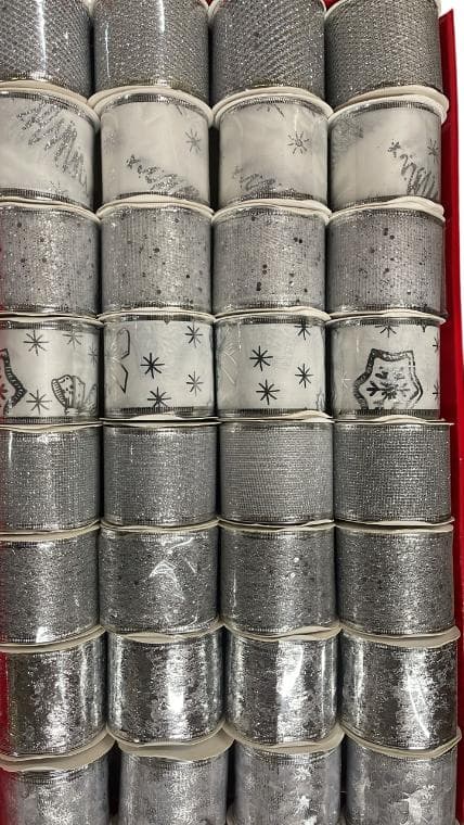 Ribbon 6.3cm Silk -Silver