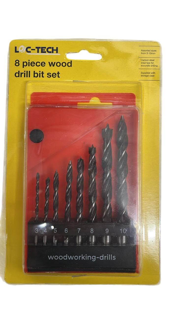 Loc-tech 8 Piece Wood Drill Bit Set