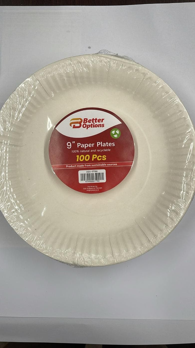 Better Options 9" Paper Plates 100pk

