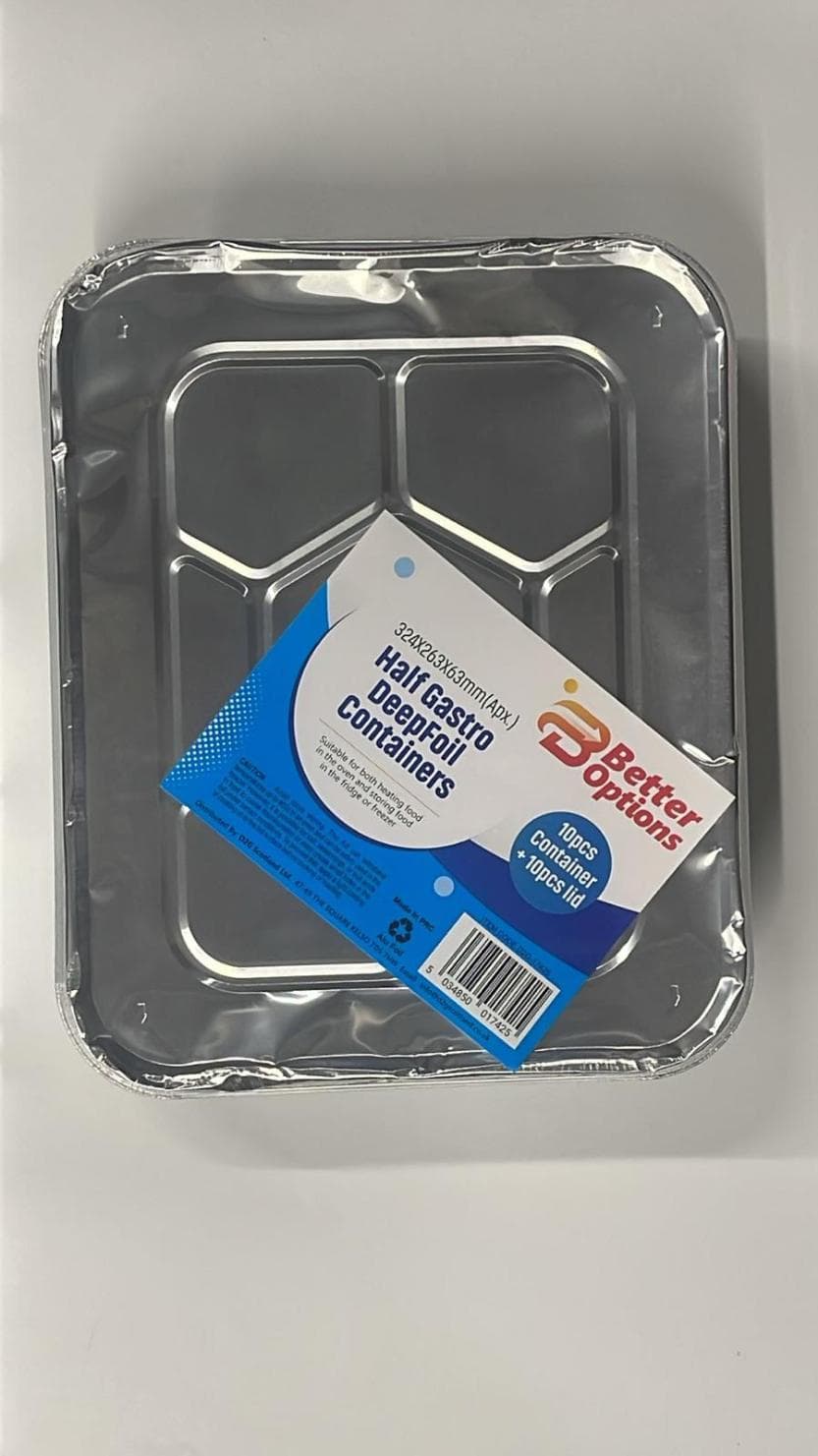Half Gastro Dep Foil Container ( 10 pcs with Foil Lids ) 324x263x63mm(apx.)