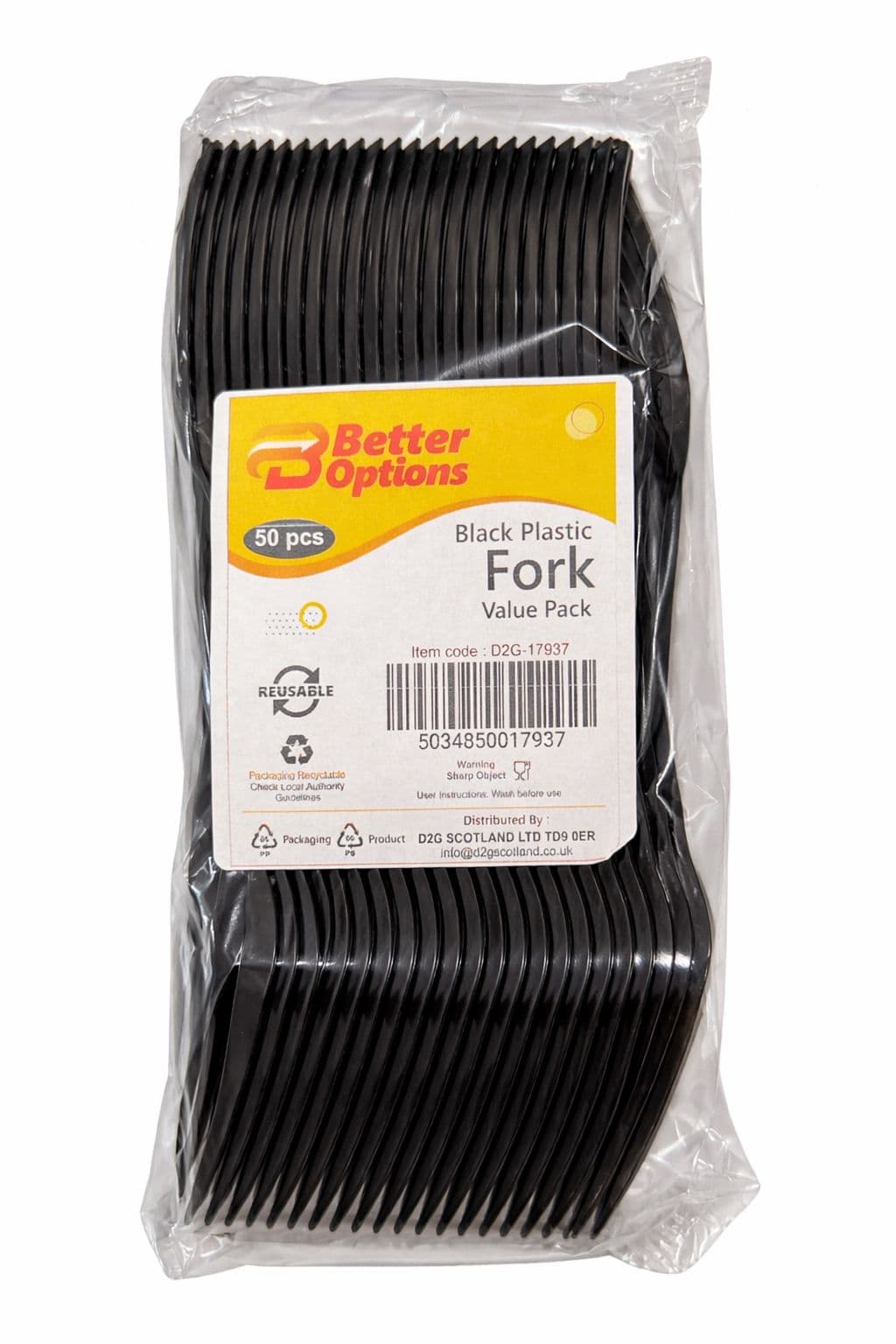Better Options Black Plastic Reusable Forks(50pcs)