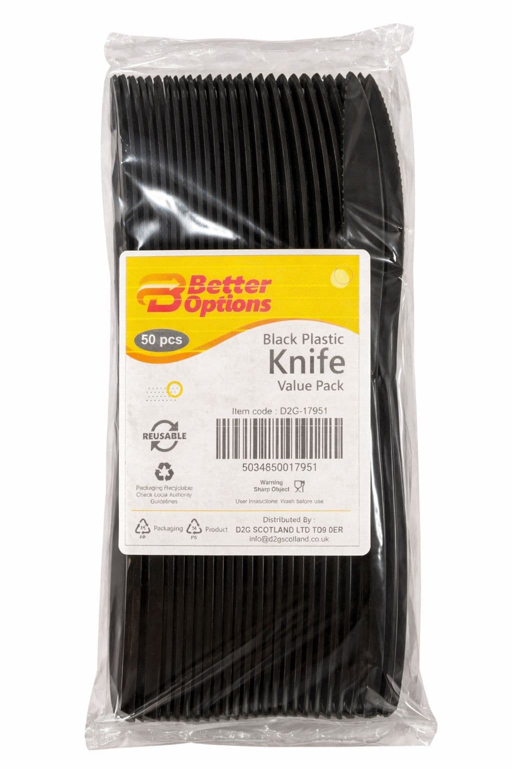 Better Options Black Plastic Reusable Knives(50pcs)